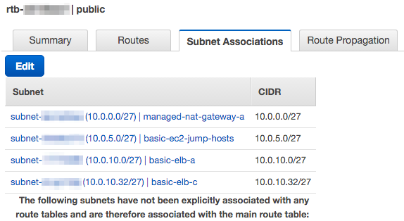 SUBNET ASSOCIATIONS FOR PUBLIC