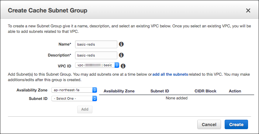 CREATE SUBNET ELASTI CACHE 03